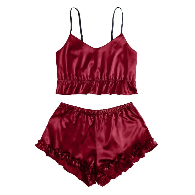 Silk Seduction: Lace Cami & Shorts Set - Naughty Nightwear