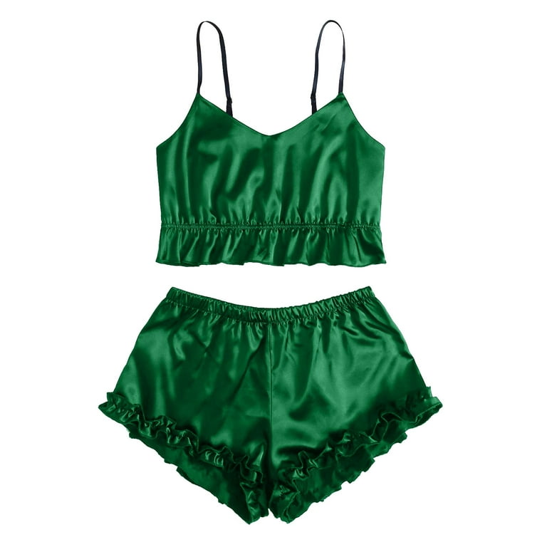 Silk Seduction: Lace Cami & Shorts Set - Naughty Nightwear