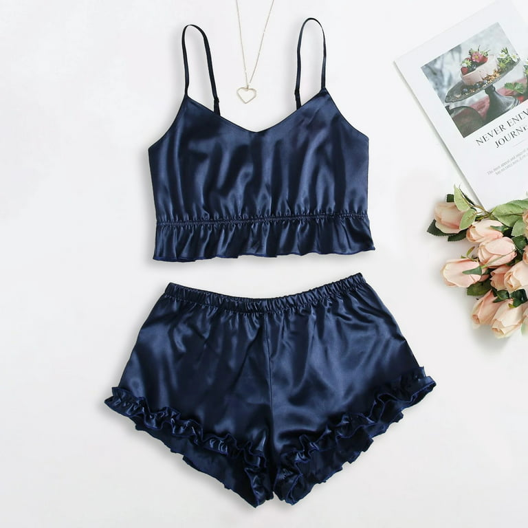 Silk Seduction: Lace Cami & Shorts Set - Naughty Nightwear